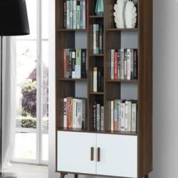 Wood Book Shelves in Dark Walnut And White On Sale $199