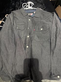 Levi’s Men’s Long Sleeve Chambray Button-Down Shirt - Dark Grey (Size Large)