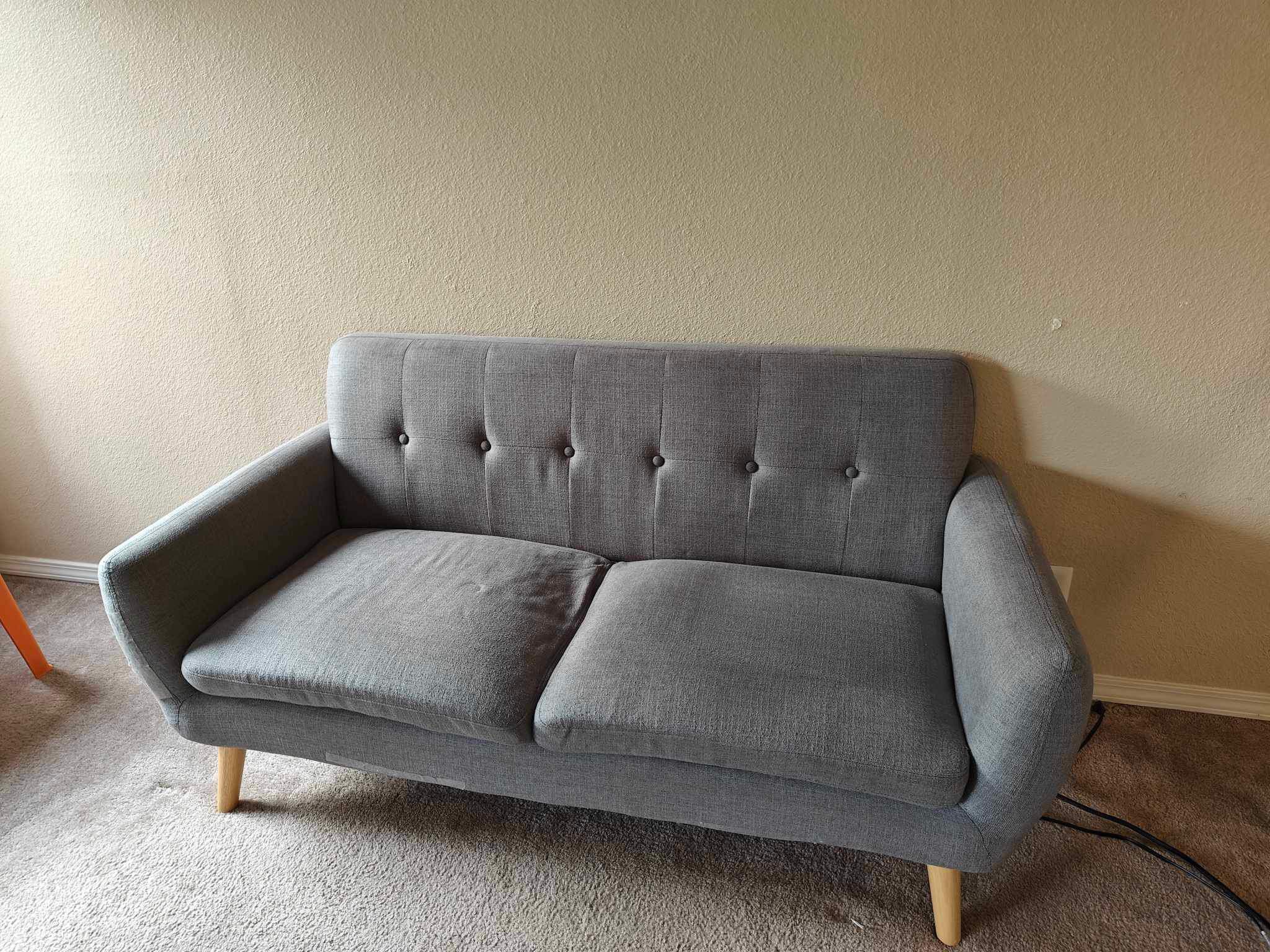 Small Gray Mid-Century Modern style Couch 