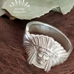Sterling Silver 925 Ring Indian Face Navajo Vintage