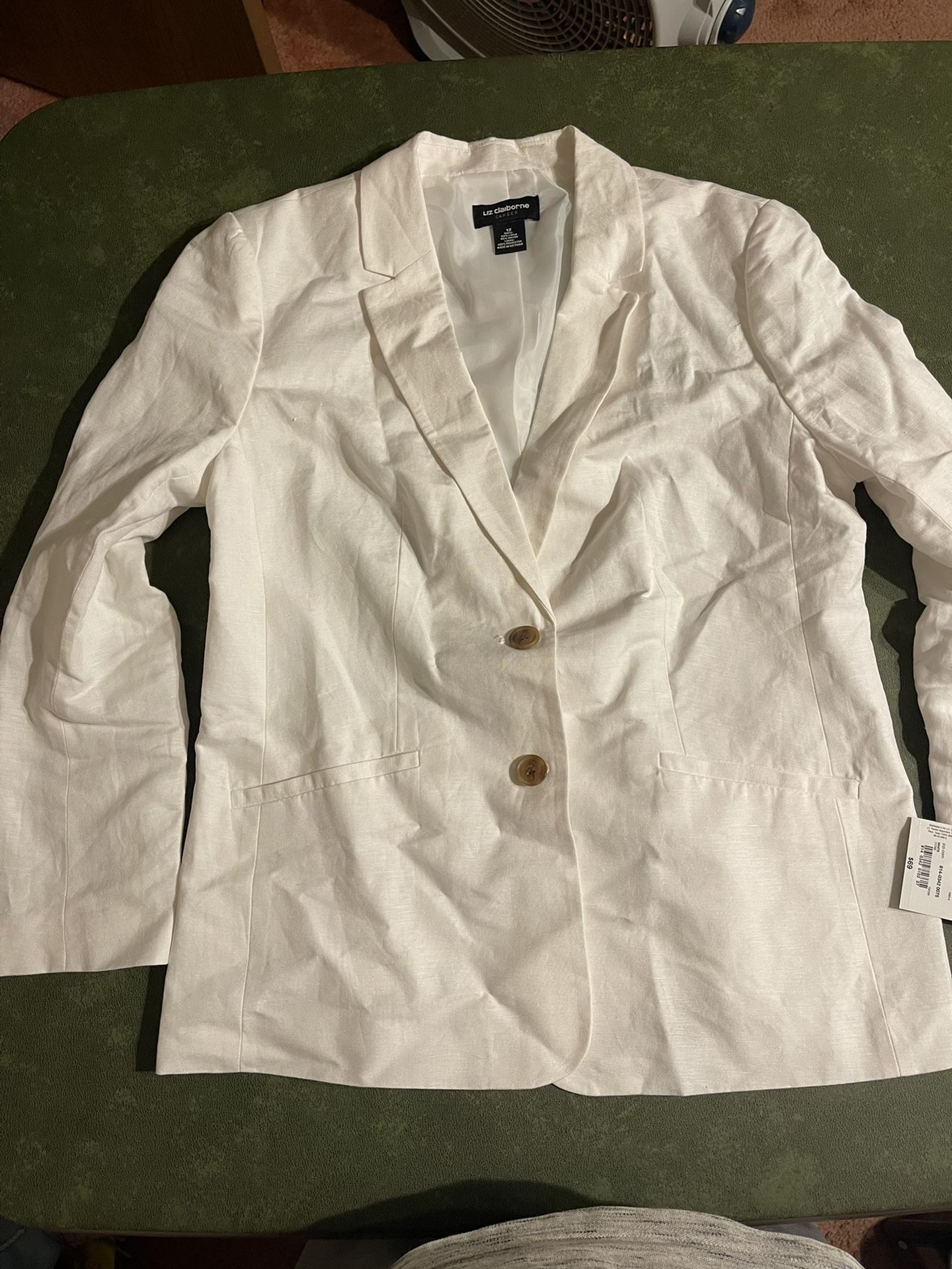 Liz Claiborne Career All White Jacket-Sz 12-New