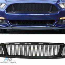 Fits 2015-2017 Ford Mustang GT V6 V8 Front Bumper Upper Mesh Grille Grill Black