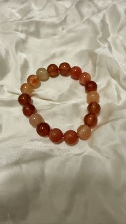 Natural Orange Red Carnelian 8mm Stretchy Beaded Bracelet
