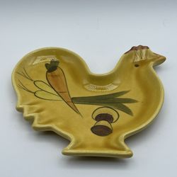 LA Potteries Rooster Shaped Plate Vintage