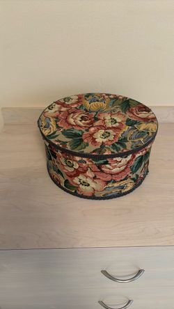 Floral Fabric Round storage  Box