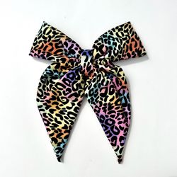 Neon Rainbow Hair Bow 