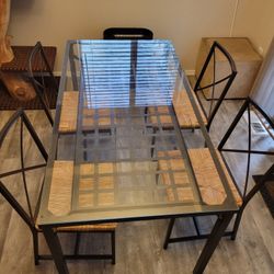 Glass Dining Table + 4 Chairs