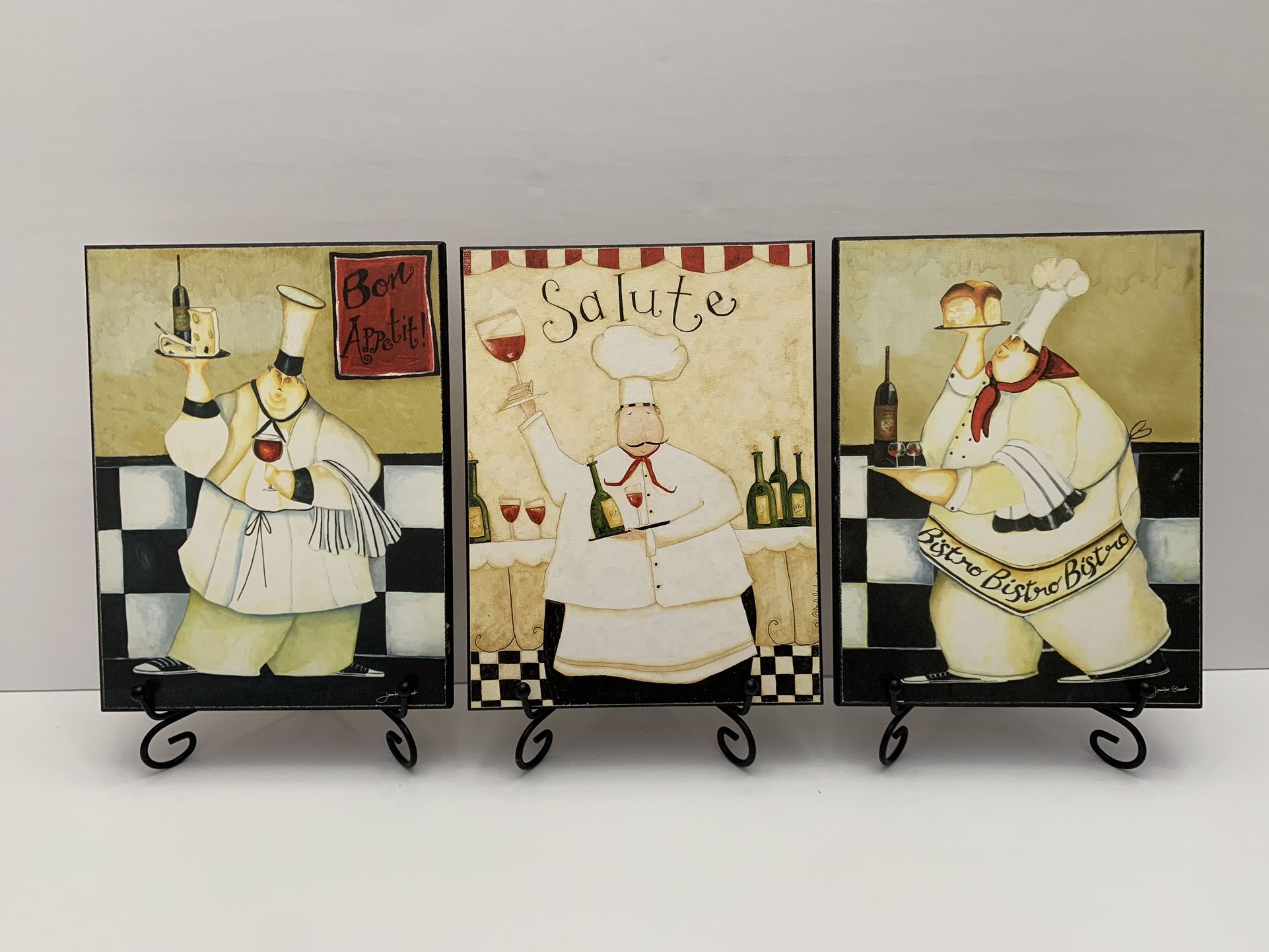 Jennifer Garant Fat Chef Wooden Plaque Kitchen Art Picture Wall Hanging Bistro