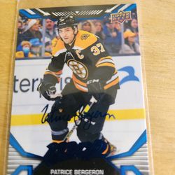 22/23 Patrice Bergeron Autographed Upper Deck MVP Hockey Card