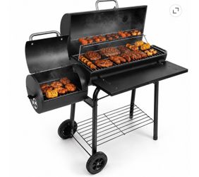 Dual Charcoal Offset w/smoker BBQ Grill - Brand New