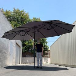 (New in box) $95 Large 15 FT Double Sided Umbrella Outdoor Patio, Red or Tan color (Weight base not included)