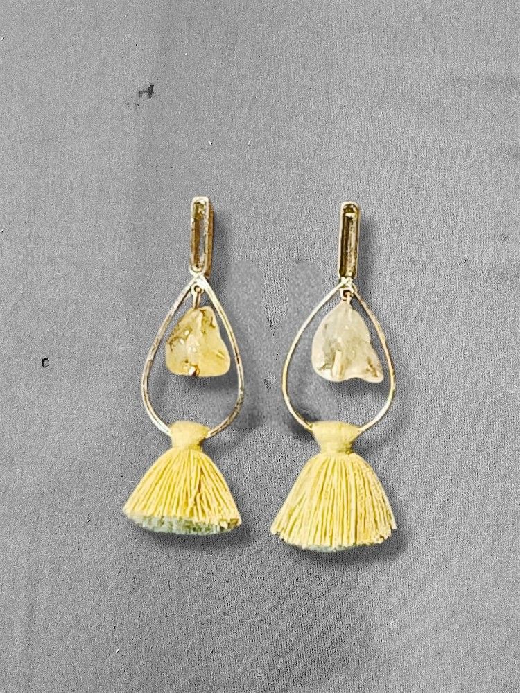 Boho Citrine Tassel Earrings 