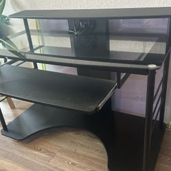 Office Glass  Desk  With Wheel 