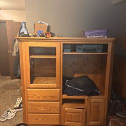 Large Oak Entertainment Center / Storage Cabinet