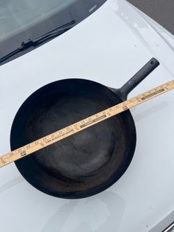 Wok Cooking Pan - Heavy Duty Large 15” and 5” Deep Steel Wok Pan #39. In Fair Condition, Not Bent nor Warped. Simply Normal Wear.
