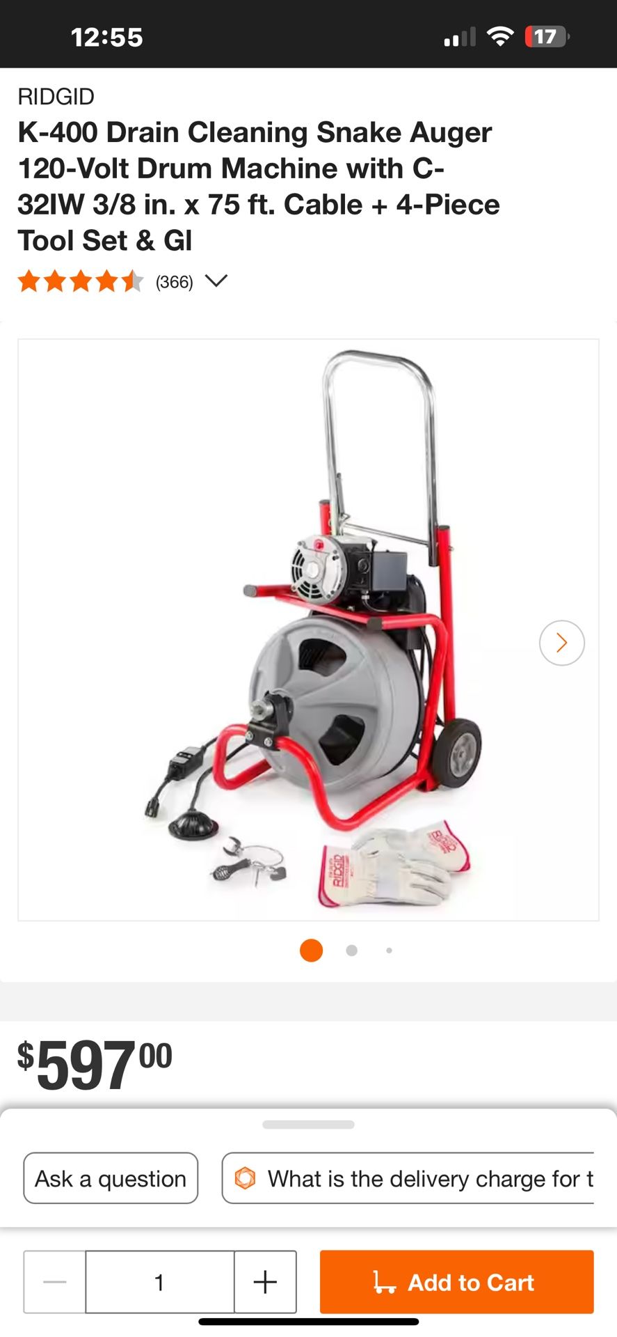 Rigid K400 Sewer Rodder