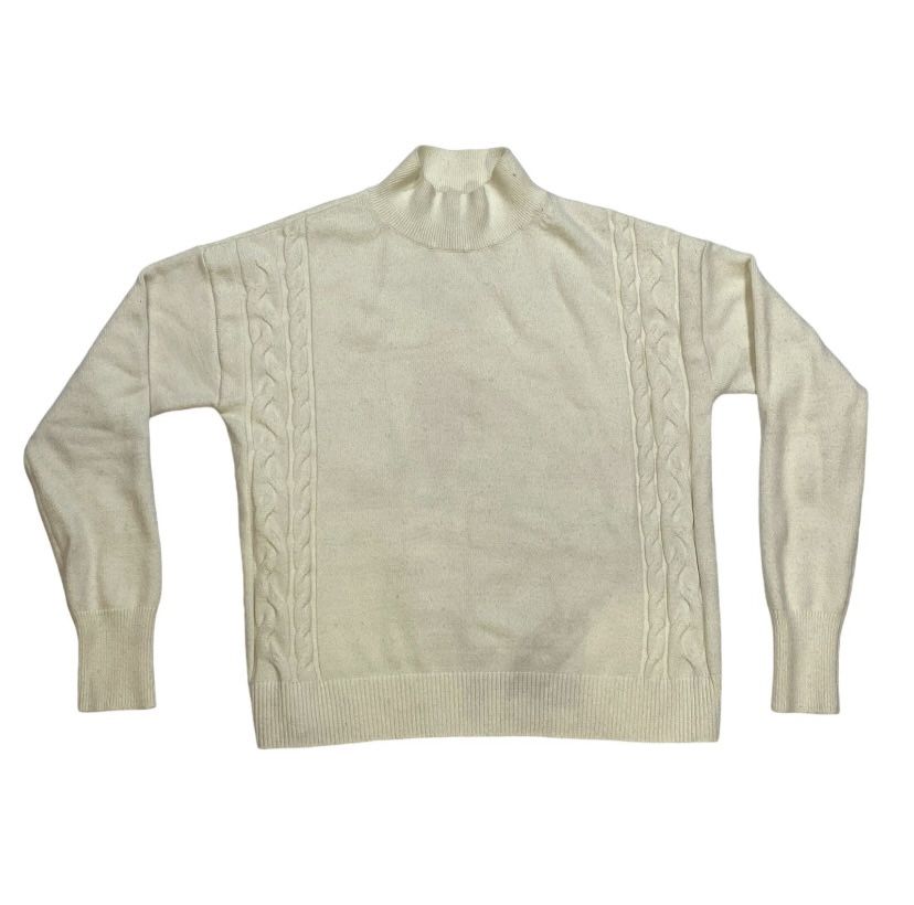 Banana Republic Womens White Knitted Cotton Sweater Size Small Front Pattern