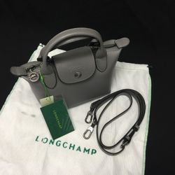 Longchamp Mini Le Pliage Cuir Leather Top Handle Bag