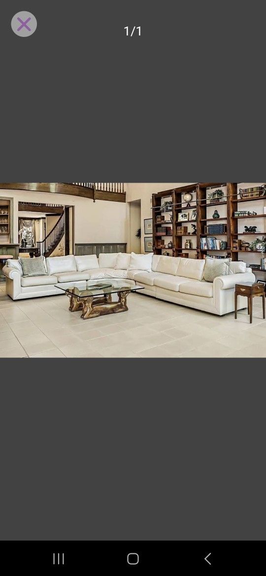 Off-white leather sectional