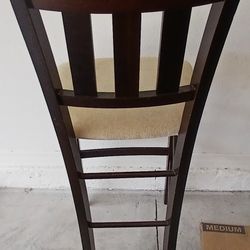 Dark Wood Bar Stool Chair with Cushioned Seat