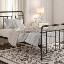 Black Twin Size Metal Bed New