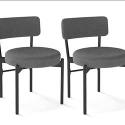 Costway Dining Chair Set of 2 with Curved Backrest Padded Seat & Metal Legs for Dining Room Gray