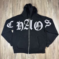 Chaos Full-Zip Black Hoodie