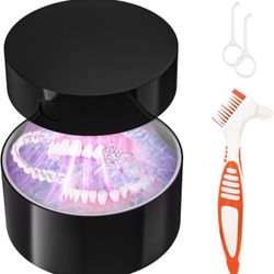 Ultrasonic Retainer Cleaner - 42kHz Portable Ultrasonic UV Cleaner for Dentures Professional Ultrasonic Cleaner Machine for All Dental Retainer Mouth 