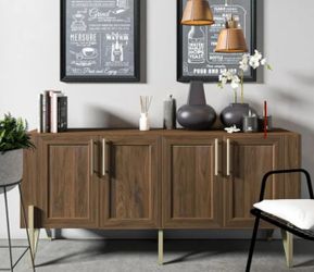 Walnut Finish Mid-century TV Stand Media Console