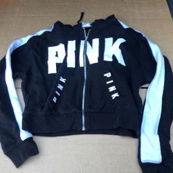 Pink Zip-up hoodie, black and white, size XS 