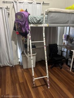 Loft bed frame with desk top, white/light gray, Twin 2 available