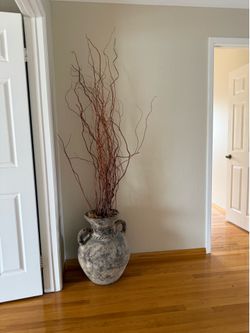 Large Decorative Floor Vase with Natural Branch Arrangement