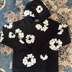denim tears cotton wreath hoodie black