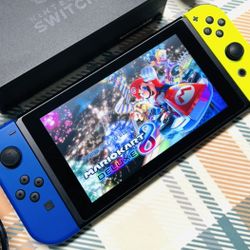 Nintendo Switch V1 Video Game Console HAC-001 Gray Tested/Works Neon Blue/Yellow