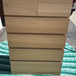 IKEA dresser tall chest 6-drawer oak veneer L32”*D19”*H49”(address in description)  👇delivery 🚚 available within 15 miles for extra $55 delivery fee