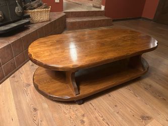 70s MCM 2-Tier Coffee Table w/ Wheels