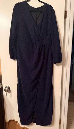 Navy Blue Glitter Wrap Maxi Dress