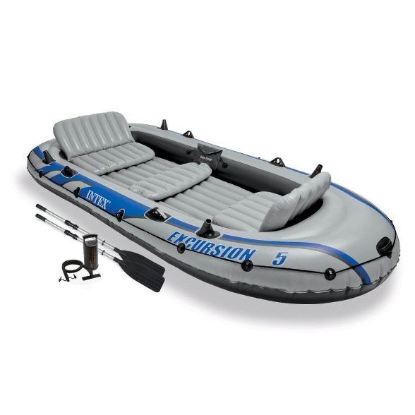 Intex Excursion 5 person boat with trolling motor & battery you