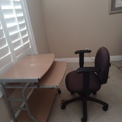 Desk With Keyboard Drawer And Adjustable Arm Chair Both For $65