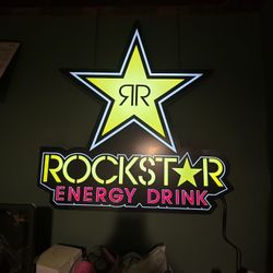 Rockstar Energy Drink Electric Led Light Wall Sign 30” H 28” W Works Great!