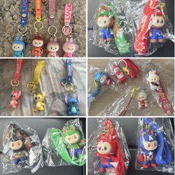 Labubu Hulk Batman Spiderman Keychains