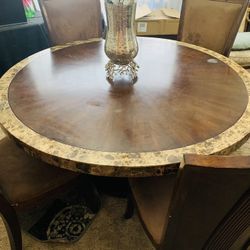 Designer Solid Wood Round  Table 4 Chais And Console Table 