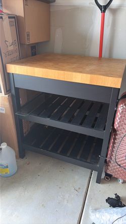 Open to Negotiation! Kitchen Island - Black Oak IKEA