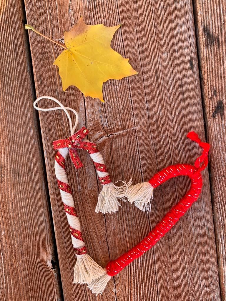 Handmade Macrame Christmas Ornaments / Candy Cane Christmas Decor / Locally Made