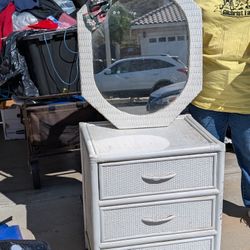 Wicker Dresser And Mirror