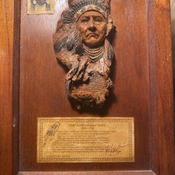 chief joseph Bust Statue VINTAGE Biography Board signed by Artist M Greyston