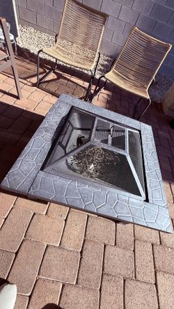 Outdoor Wood Burning Fire Pit Table – Tile Top Patio Firepit