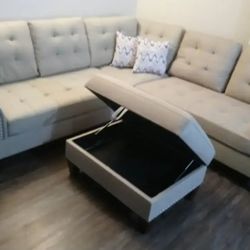 SPECIAL/3PCS Sectional Sofa w/storage ottoman(was:$679)