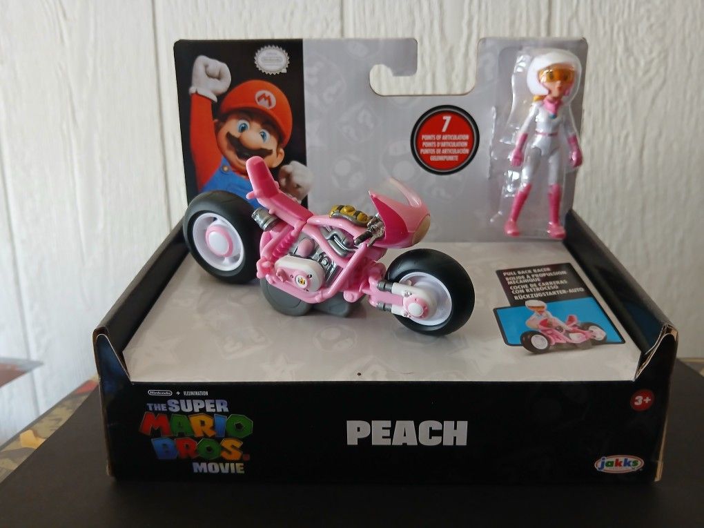 Super Mario Bros. Movie Princess Peach With Motorcycle (Pullback)