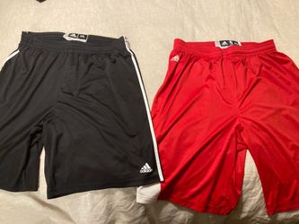 (2) Adidas NBA Shorts Sz 2XL +2 Stitched Long Baggy No Pockets, Bulls, Warriors
